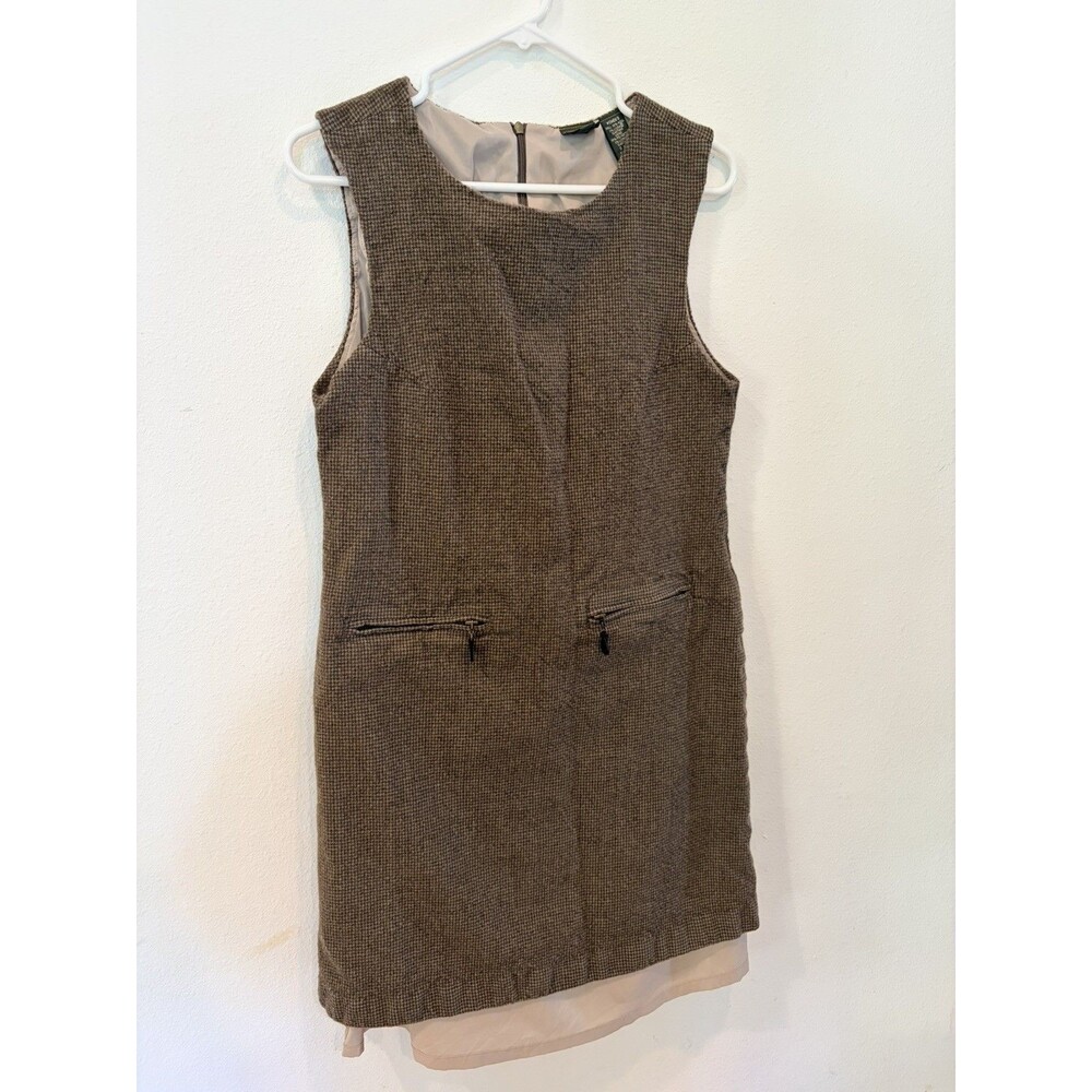 LLBean Vintage Classic V-neck Wool Tweed Jumper Dress Size 10